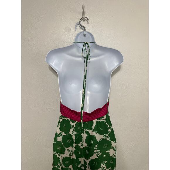 Donna Morgan Babydoll Maxi Dress 6 Green Floral Designer Summer Luxury Resort - Picture 7 of 13